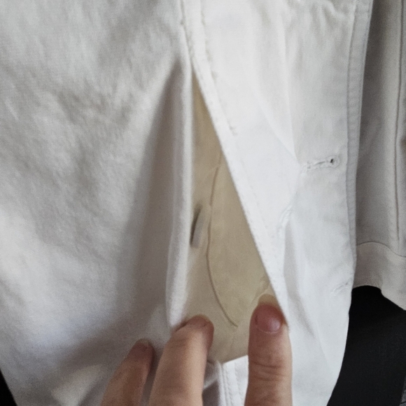 Eileen Fisher White Canvas Organic Cotton Jacket Womens Button Close Sz Small - Picture 6 of 8